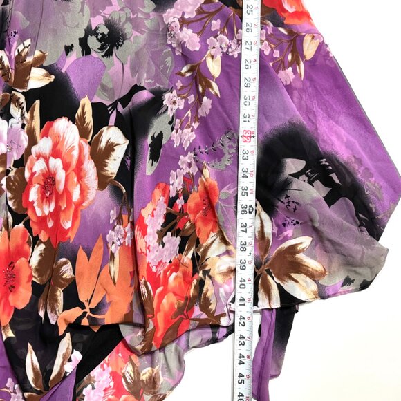 Vtg Y2K Floral Dress Asymmetrical Handkerchief Flutter Sleeve Fairy Whimsical - Picture 15 of 16